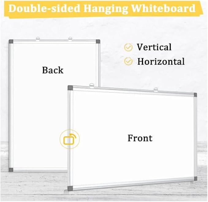 2 Pack Double-Sided Magnetic Whiteboard, 48" x 36" Dry Erase Board, Aluminum Frame White Board for Wall, Hanging Mounting White Board Dry Erase Marker Board for Office, School, Home