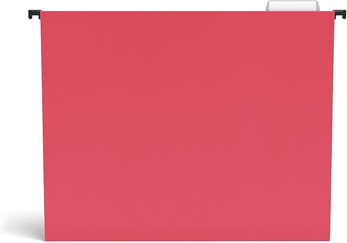 Staples Hanging File Folders, Letter Size, 1/5‑Cut Tabs, Assorted Colors, Includes Adjustable Tabs & Paper Inserts – 25/Pack
