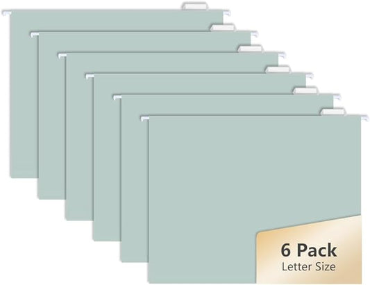 6pcs MagDurnus Hanging File Folders, Pastel Color Design,Letter Size with 1/5 Adjustable Cut Tabs, Blue, Decorative,Drawer,Desk and Cabinet Use