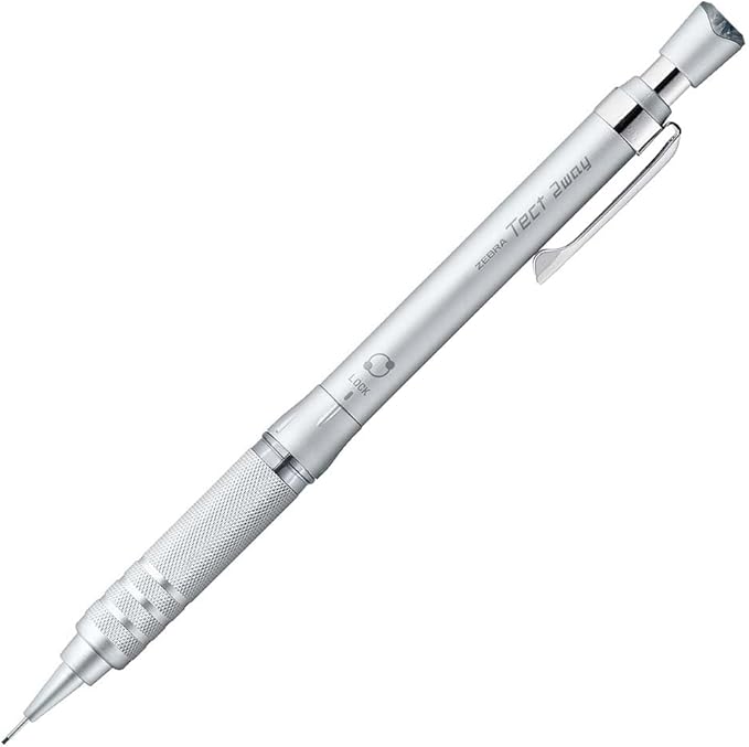 Zebra P-MA141-MS Tech 2-Way RO Mechanical Pencil 0.02 inches (0.5 mm) Metal Silver Knurling Model