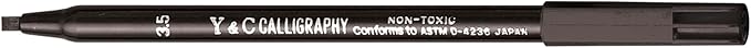 Yasutomo - NSC603A Y and C Water Based Calligraphy Markers, Chisel Tip, Assorted Sizes, Black, Pack of 3 - 443609