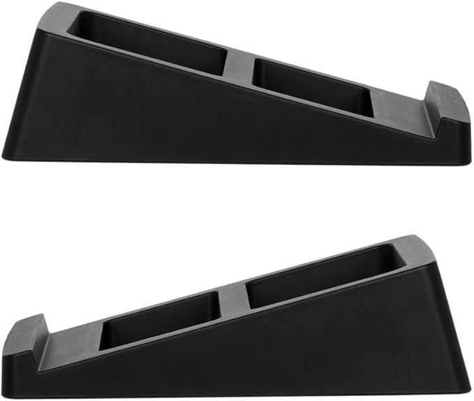 Monoprice Tilted Wedge Desktop Speaker Stands for Medium Sized Speakers, Speaker Riser, Anti-Vibration, 15 Degrees of Tilt, Pair, for Bookshelf Speakers and Studio Monitors, Black
