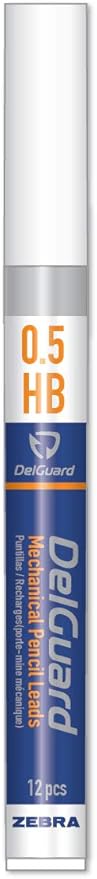 Zebra Pen DelGuard Mechanical Pencil 0.5mm, White Barrel, Resists Lead Breaking, Double Spring Protection, Built-In Eraser, Textured Grip, Refillable, Includes Extra Lead, 1-Pack (58691)