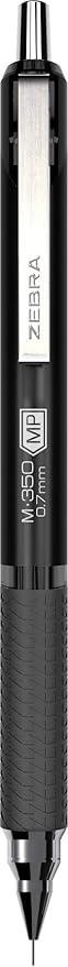 Zebra Pen M-350 Mechanical Pencil, Space Black Premium Metal Barrel, Medium Point, 0.7mm, 2-Pack with Lead and Eraser Refills