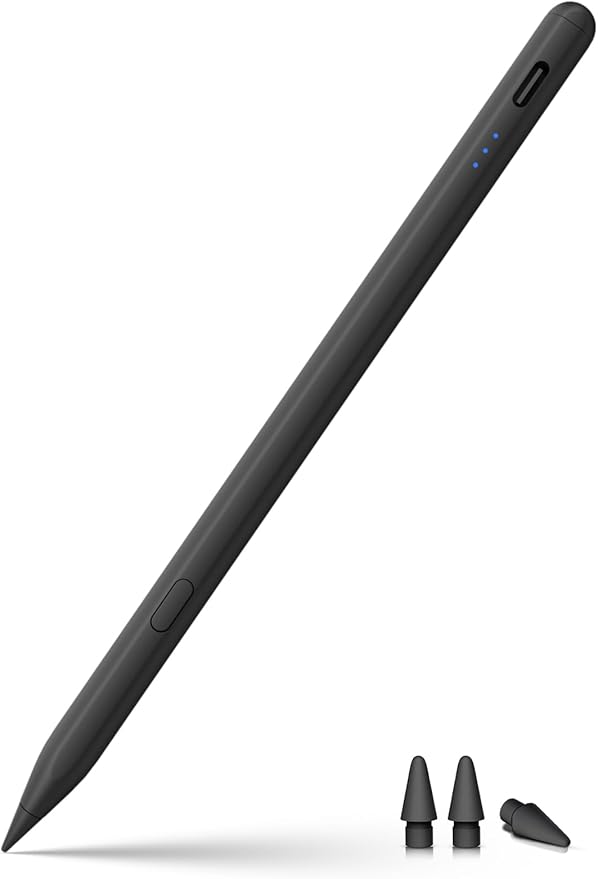 Stylus Pen for ipad 2018-2025, USB-C Fast Charging Pencil, Pixel-Perfect Tilt Sensitivity for iPad 11/10/9/8/7/6/A16, iPad mini 7/6/5, iPad Air M3/2 11"/13"/5/4/3, iPad Pro M5/4 13"/12.9″/11″ Black