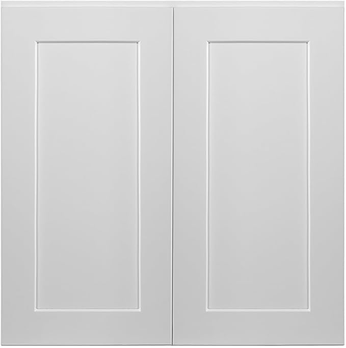 Design House Brookings Shaker Fully Assembled Wall Kitchen Cabinet W3030, 30 W x 12 D x 30 H, Painted White, Solid Wood, Design House, 613547