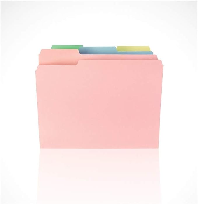 Staples Colored File Folders, Letter Size, 3‑Tab Top‑Tab Design, Assorted Pastel Colors, Durable Paper Stock, 100/Box