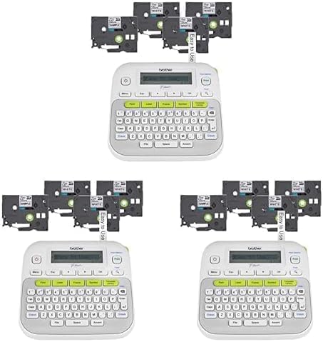 Brother P-Touch Label Maker, PTD210 | Easy-to-Use | White | Small | 4 Label Tapes, Pack of 3