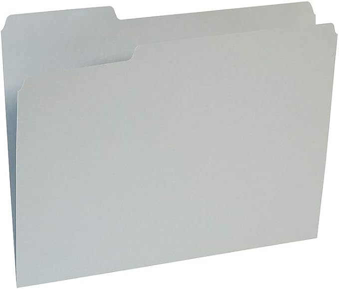 Staples Reinforced Colored File Folders, Letter Size, 3‑Tab Design, Gray, Heavy‑Duty Construction, 100/Box