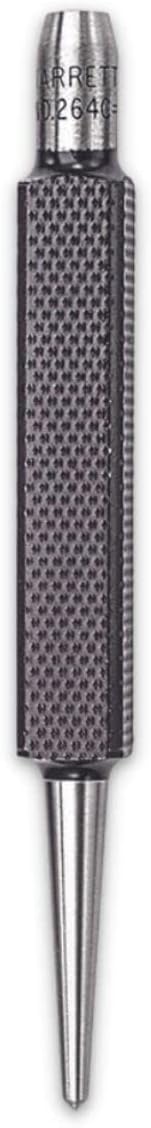 Starrett Steel Center Punch with Square Shank and Knurled Finger Grip - Hardened and Tempered, 3-3/4" Length, 3/32" Diameter Tapered, 3/8" Square Thickness - 264C