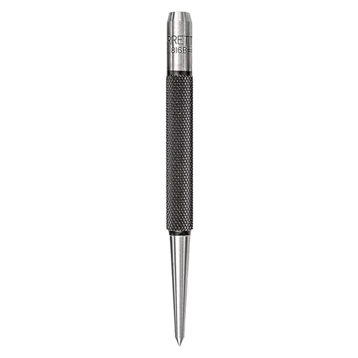 Starrett Steel Prick Punch with Knurled Grip for Precise Positioning and Secure Holding - Hardened and Tempered Steel, 4" Length, 1/8" Diameter Tapered - 816B