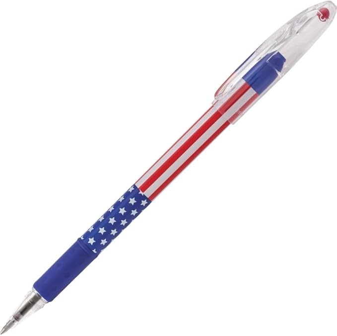 Pentel RSVP Ballpoint Pen, Fine Line, (0.7mm),Flag Barrel, Black Ink, 12 Pack (BK90USA-A)