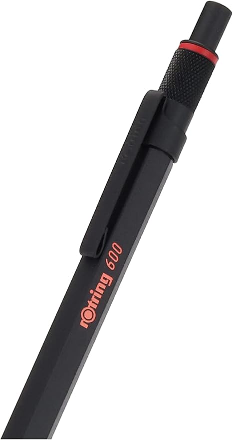 Rotring 600 Ballpoint Pen Medium Point Black Ink Black Barrel Refillable,(Pack of 2)