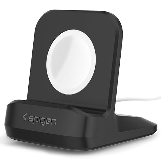 Spigen for Apple Watch Charger, S350 Stand Compatible with Ultra 3/2/1 49mm, Series 11/10 46/42mm, 9/8/7 45/41mm, SE3/SE2/SE/6/5/4 44/40mm, 3/2/1 42/38mm with Non-Slip Stable Base - Black
