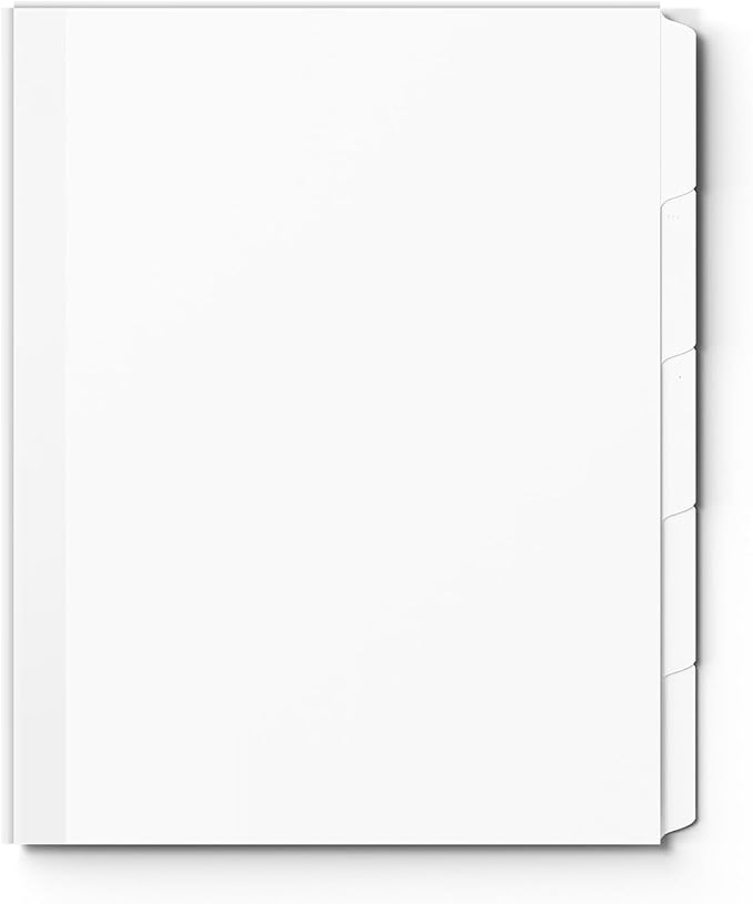 Staples Print‑On Label Dividers, 5‑Tab, White, Customizable Printable Tabs, Letter Size, Organize Binders & Projects, 30 Sets