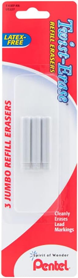 Pentel Refill Eraser for Pentel Twist-Erase Series Pencils, 6 Count