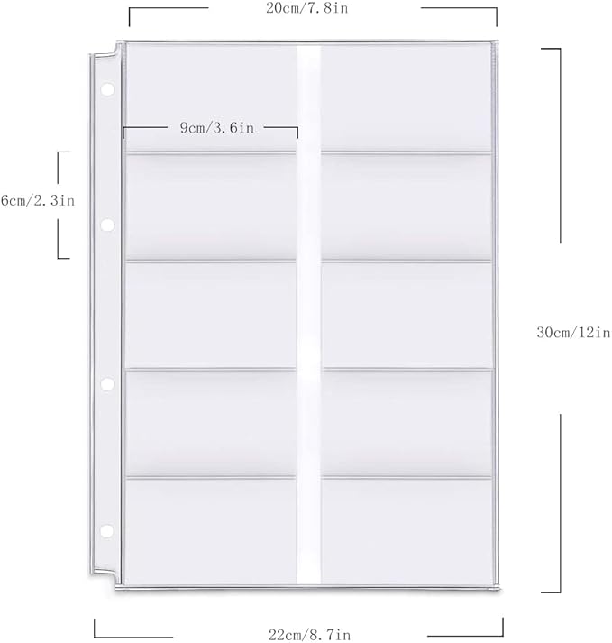 4 Pack A4 4 Holes Binder Name Card Holder Plastic Business Card Organizer Binder Coupon Holder Waterproof 4 Holes Card Holder for Personal Organiser (Name Card Holder, A4)