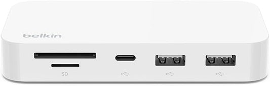 Belkin USB-C 6-in-1 Multiport Hub with Mount, USB-C Docking Station with MicroSD Card Reader, Powered USB Hub, Compatible with MacBook, Chromebook, iMac, PC, and Other USB-C Devices - White