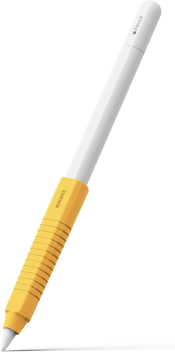 Ringke Silicone Drafting Grip Holder Compatible with Apple Pencil 2nd Generation, Apple Pencil USB-C and Apple Pencil Pro Case, Perfect Grip Silicone Protective Cover Sleeve Accessories - Yellow