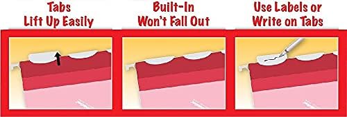 Pendaflex PFX42623 Ready-Tab Reinforced Hanging File Folders, Letter Size, Red, 5 Tab, 25/BX (42623)