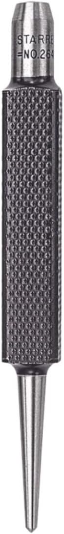 Starrett Steel Center Punch with Square Shank and Knurled Finger Grip - Hardened and Tempered Steel, 88mm Length, 2mm Diameter Tapered, 9.5mm Square Thickness - 264B