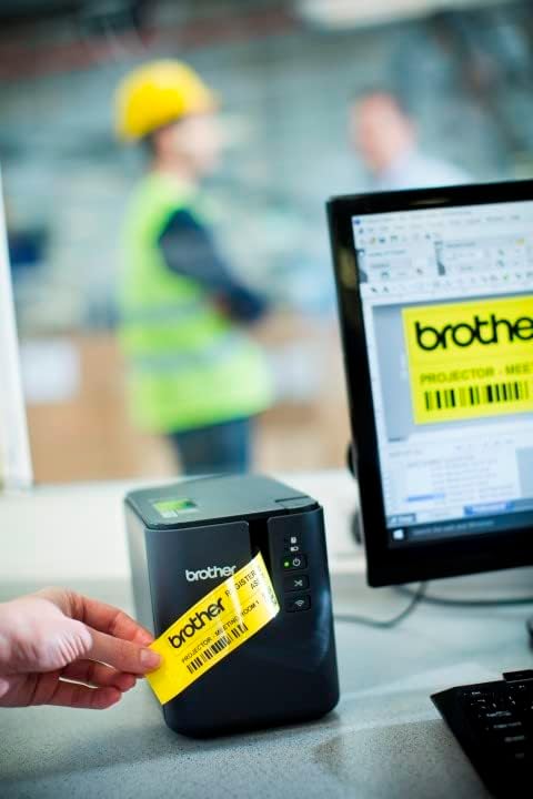 Brother PT-P900WC High-Resolution Industrial Desktop Label Printer with Wi-Fi®, Black, Large
