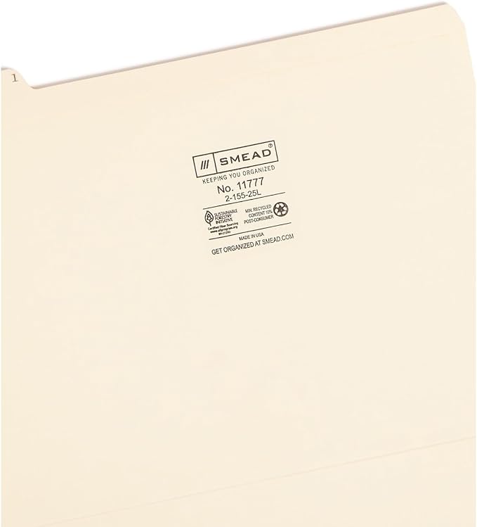 Smead Indexed File Folders, 1/5-Cut Tab, Assorted Positions, Indexed, Letter Size, Manila (A-Z)