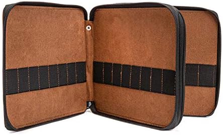 Speedball Art Products Genuine Leather Storage Case for Pencils, Markers, Pens and Art Supplies, Holds Up To 96 Standard Pencils, Antique Brown