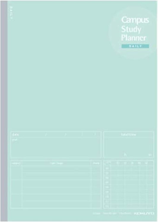 Kokuyo Campus Study Planner Notebook, Daily Ruled, Semi-B5, Mint Green, for 63 Days, Japan Import (NO-Y80MD-G)