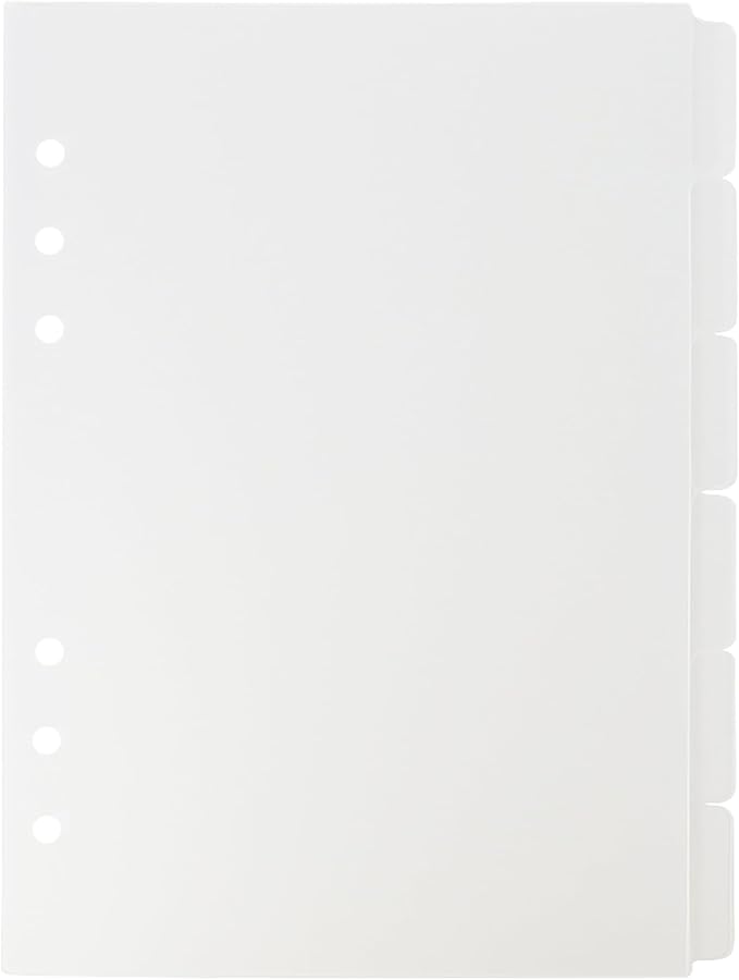Mogoostry 2 Pack A5 Binder Dividers 6 Tabs Clear Plastic Binder Index Tabs Planner Divider for Round Ring Binder Sheet Protector (Total 12 Dividers)