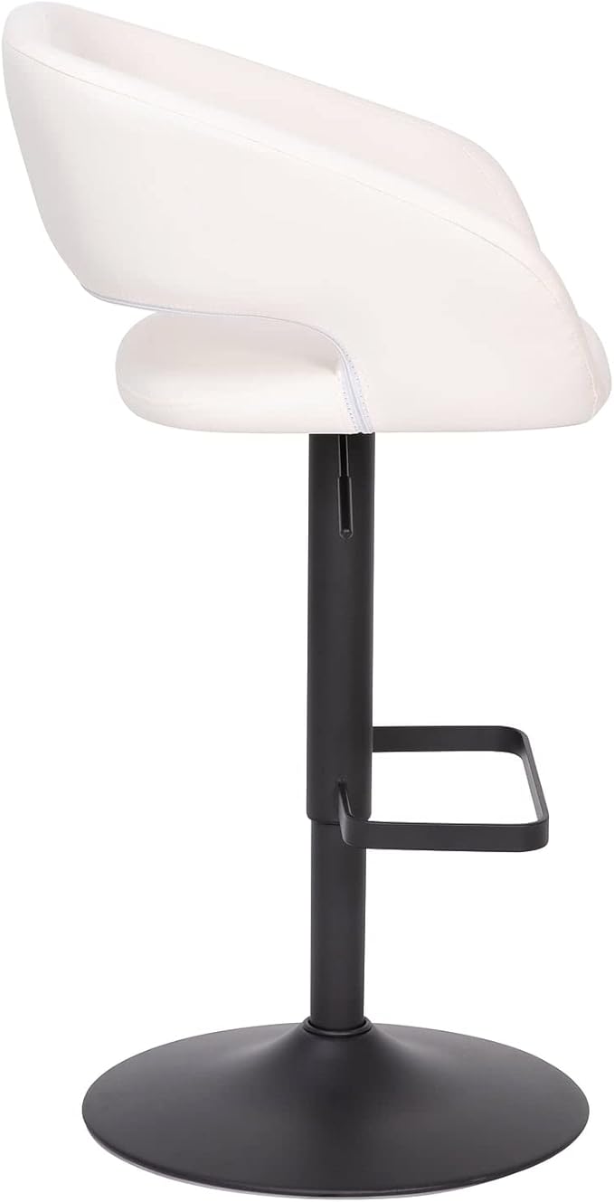 Flash Furniture Erik Comfortable & Stylish Contemporary Barstool with Rounded Mid-Back and Foot Rest, Adjustable Height - White Vinyl with Chrome Base