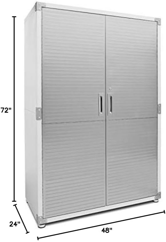 Seville Classics UltraHD Solid Steel Lockable Metal Storage Cabinet Locker Organizer, w/Adjustable Shelves for Garage, Warehouse, Office, Classroom, Granite, 48" W x 24" D x 72" H