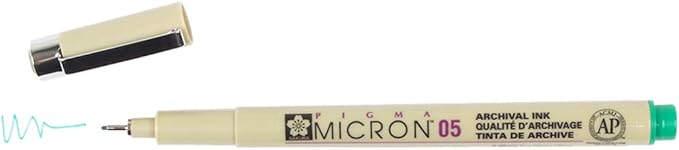 SAKURA PIGMA MICRON 05 FINELINER PEN, 0.45MM LINE WIDTH, PACK OF 2 (Green)