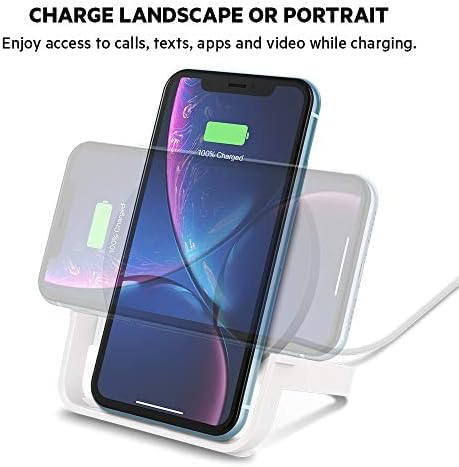 Belkin Quick Charge 10W Wireless Charger - Qi-Certified Charger Stand for iPhone, Samsung Galaxy - Charge While Listening to Music, Streaming Videos, & Video Calling - Includes AC Adapter - White