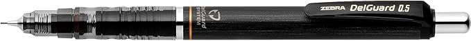 Zebra Pen DelGuard Mechanical Pencil 0.5mm, Black Ink, Black, Blue & White Barrel, Resists Lead Breaking, Double Spring Protection, Built-In Eraser, 3-Pack with Refills, Clip for Easy Carrying (58603)