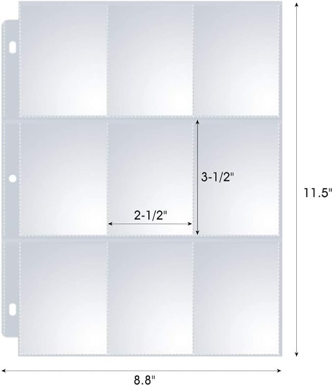 36 Pack 9 Pocket Page Protectors, Sooez Double Sided Trading Card Sleeves for 3 Ring Binder, Baseball Cards Holder, Protective Pages Sheets for Binders Album, Fit for Collectible Games, Sports Cards