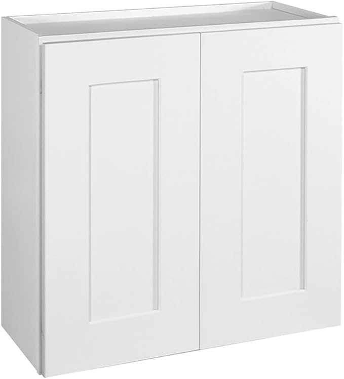 Design House Brookings Shaker Fully Assembled Wall Kitchen Cabinet W2424, 24 W x 12 D x 24 H, Painted White, Solid Wood, Design House, 613372