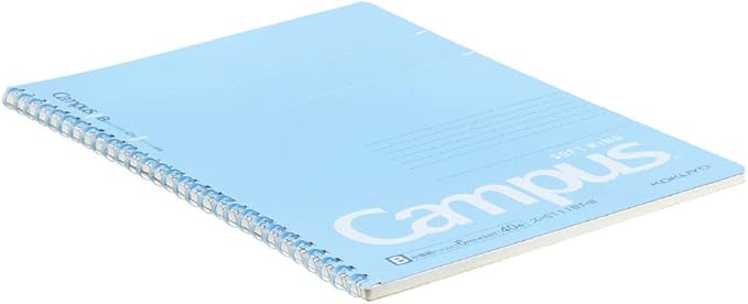 KOKUYO Spiral Lined Notebook, 10'' x 7'' Pastel Journal B5 Campus Soft Ring Notebooks with Dot 6 mm Ruled, 40 Sheets, Blue 1 Subject Notebook, Note Taking for School. Japan Import (SU-S111BT-B)