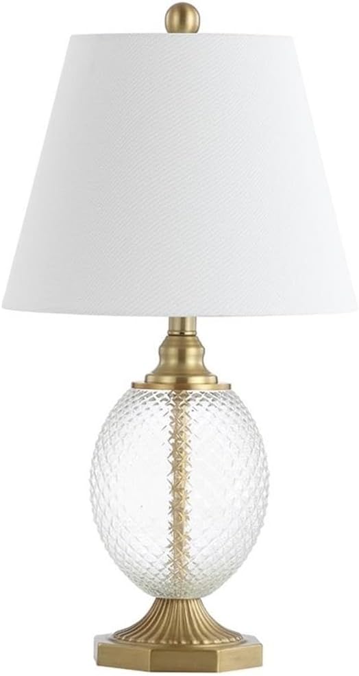 Safavieh Lighting Collection Kaiden Clear/ Brass Gold 24-inch Bedroom Living Room Home Office Desk Nightstand Table Lamp (LED Bulb Included)