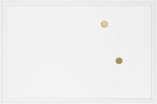 U Brands Farmhouse Magnetic Dry Erase Board White Board, 24" x 18", White Wood Style Frame, Includes 2 Magnets