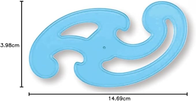 STAEDTLER Mars Professional French Curve Design Ruler Set for Pattern Making, 3 Essential A B C Shapes, Blue Transparent Plastic with Inking Edge