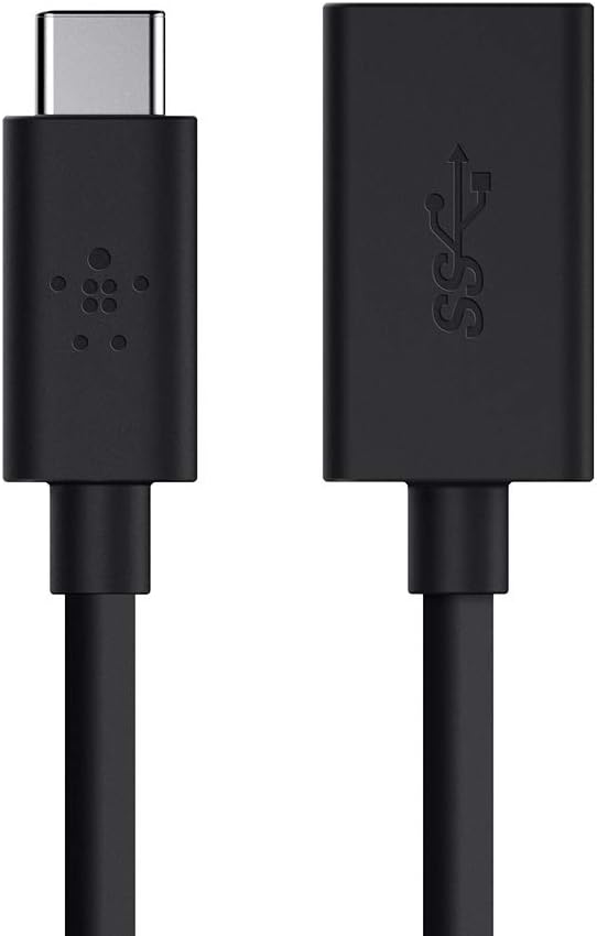 Belkin F2CU036btBLK USB-IF Certified 3.0 USB Type C (USB-C) to USB A Adapter, Compatible with USB-C Devices Including New MacBook and ChromeBook Pixel