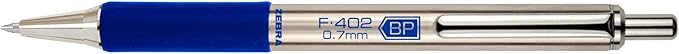 Zebra Pen, STEEL F-402 Retractable Ballpoint Pens, 0.7mm Fine Point, Blue Ink, Stainless Steel Barrel and Clip, Easy-Glide Ink, Comfort Grip, Refillable Pens for Office, School, 12-Pack (29220)