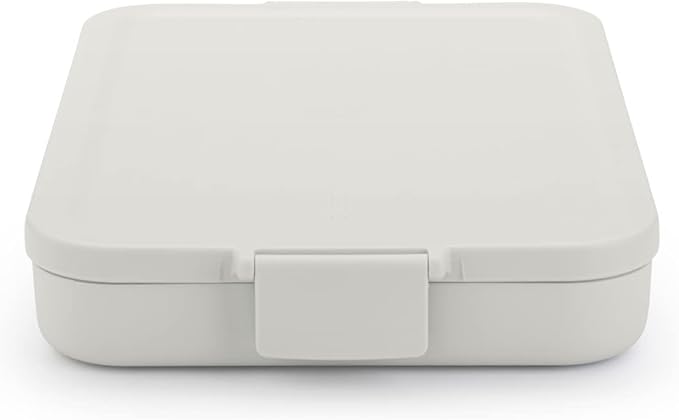 Brabantia Make & Take Flat Lunch Box (Light Gray) Convenient Size for Bags, BPA-Free, Airtight Snap Locks, Microwave & Freezer Safe, Travel Meal Prep Container