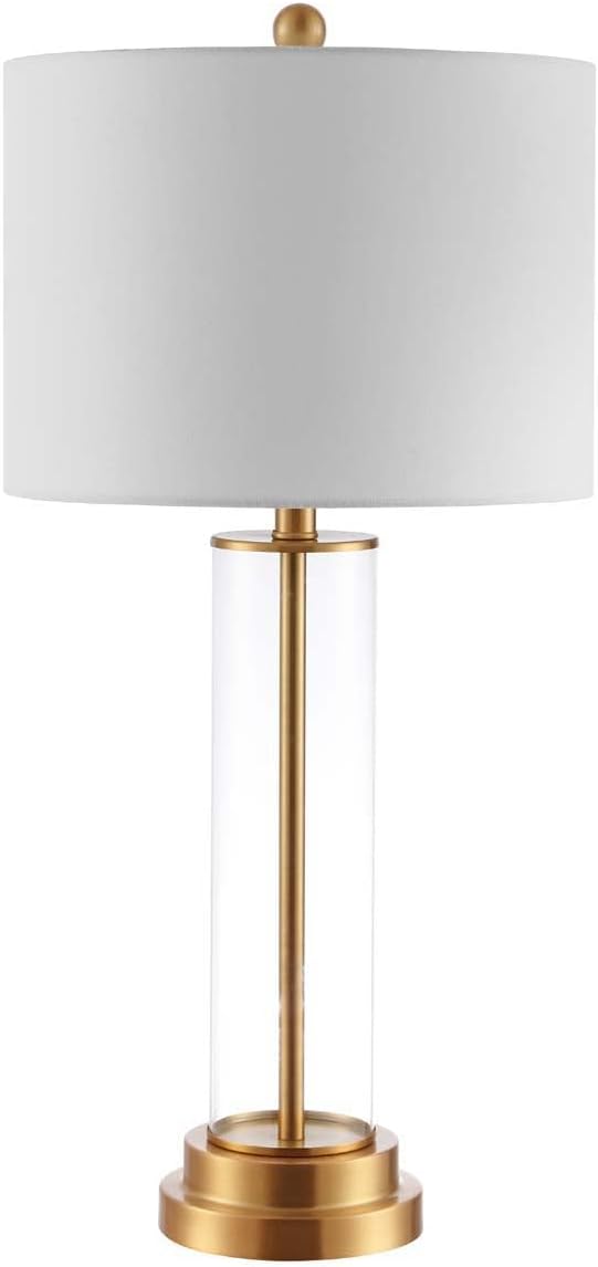 SAFAVIEH Lighting Collection Cassian Modern Contemporary Farmhouse Glass 26-inch Bedroom Living Room Home Office Desk Nightstand Table Lamp (LED Bulb Included)
