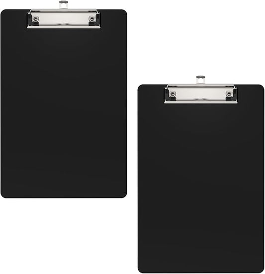 2 Pack Small Clipboards, A5 Plastic Mini Black Clip Board for Classroom, Students, Kid, Size 6" x 9" with Low Profile Clip, Office & School Supply