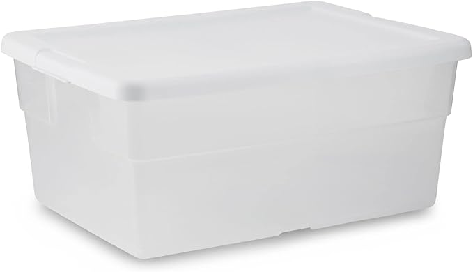 Sterilite? 16 Quart Basic Clear Storage Box with White Lid