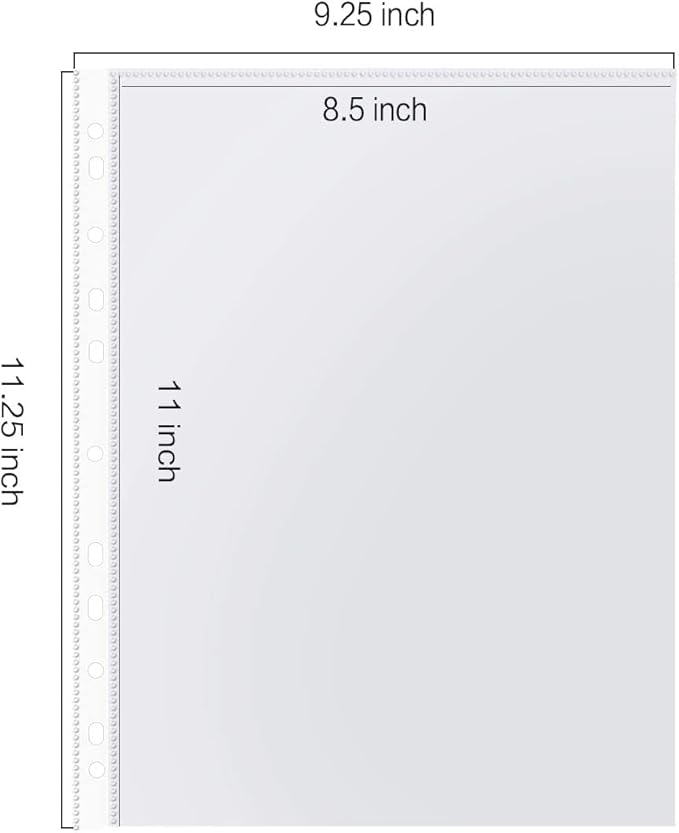 Sheet Protectors, 100 Count Clear Page Protectors for 3 Ring Binder, Top Loading Plastic Sleeves 8.5 x 11 inch