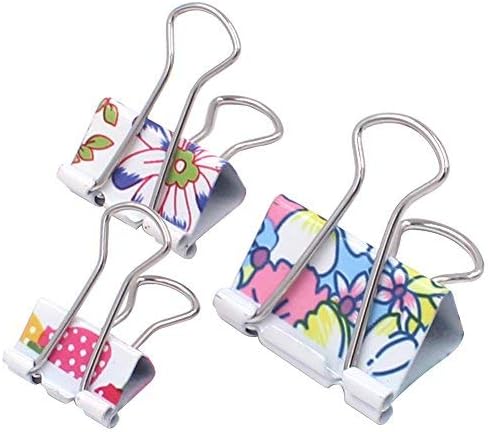 50 Pack Colorful Printed Binder Clips, Assorted Sizes (Floral)
