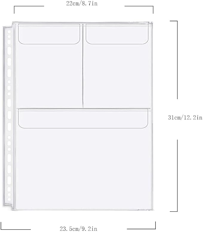 Zelten 4 Pack A4 3 Pockets Binder Folders Waterproof 4/26/30 Holes Divider for Personal Organiser (3 Pocket, A4)